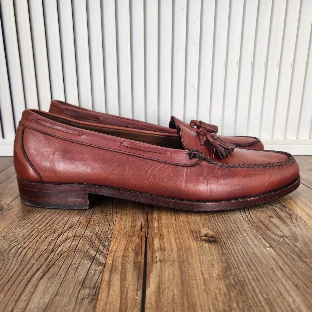 Allen Edmonds Naples Tassel Loafers Men's 14 B Brown Leather Slip On Dress Shoes